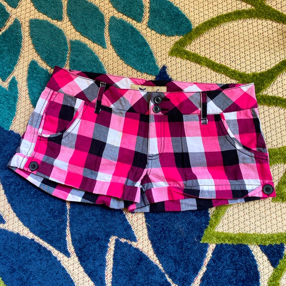 Wet Seal Pink and Black Plaid Shorts